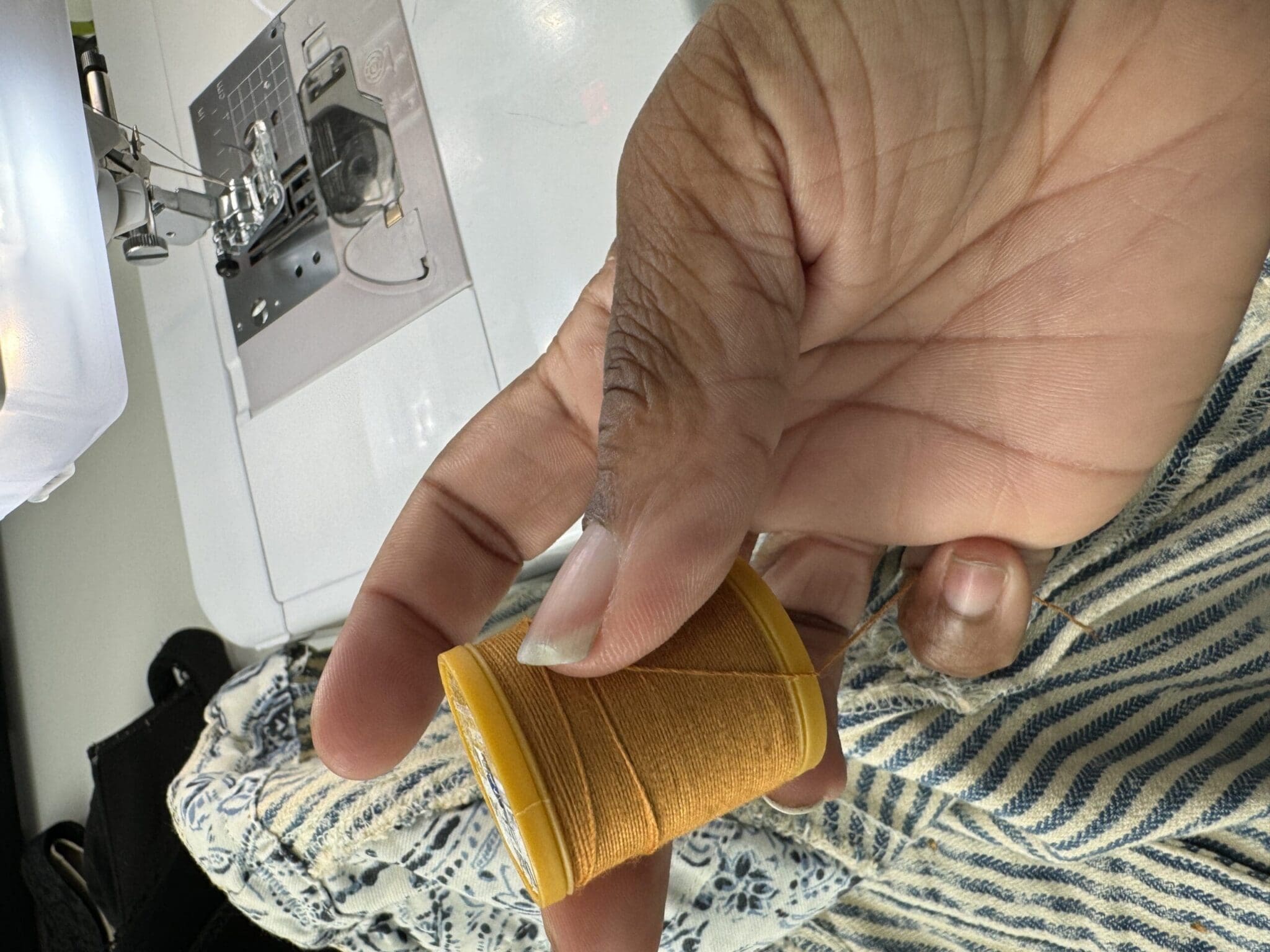 Matching heavy-weight gold denim topstitching thread