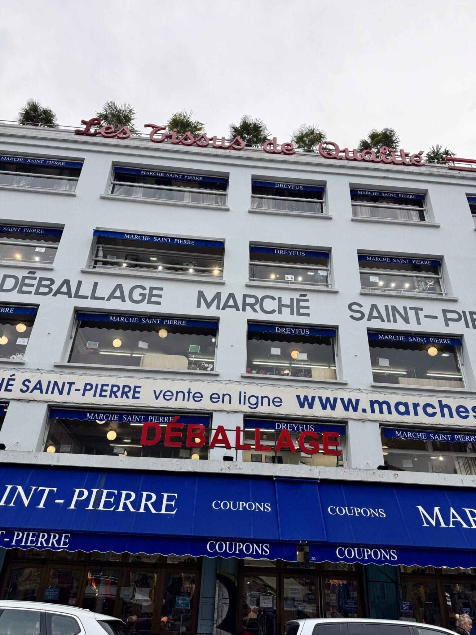 Exterior of Marche Saint-Pierre fabric department store in Paris
