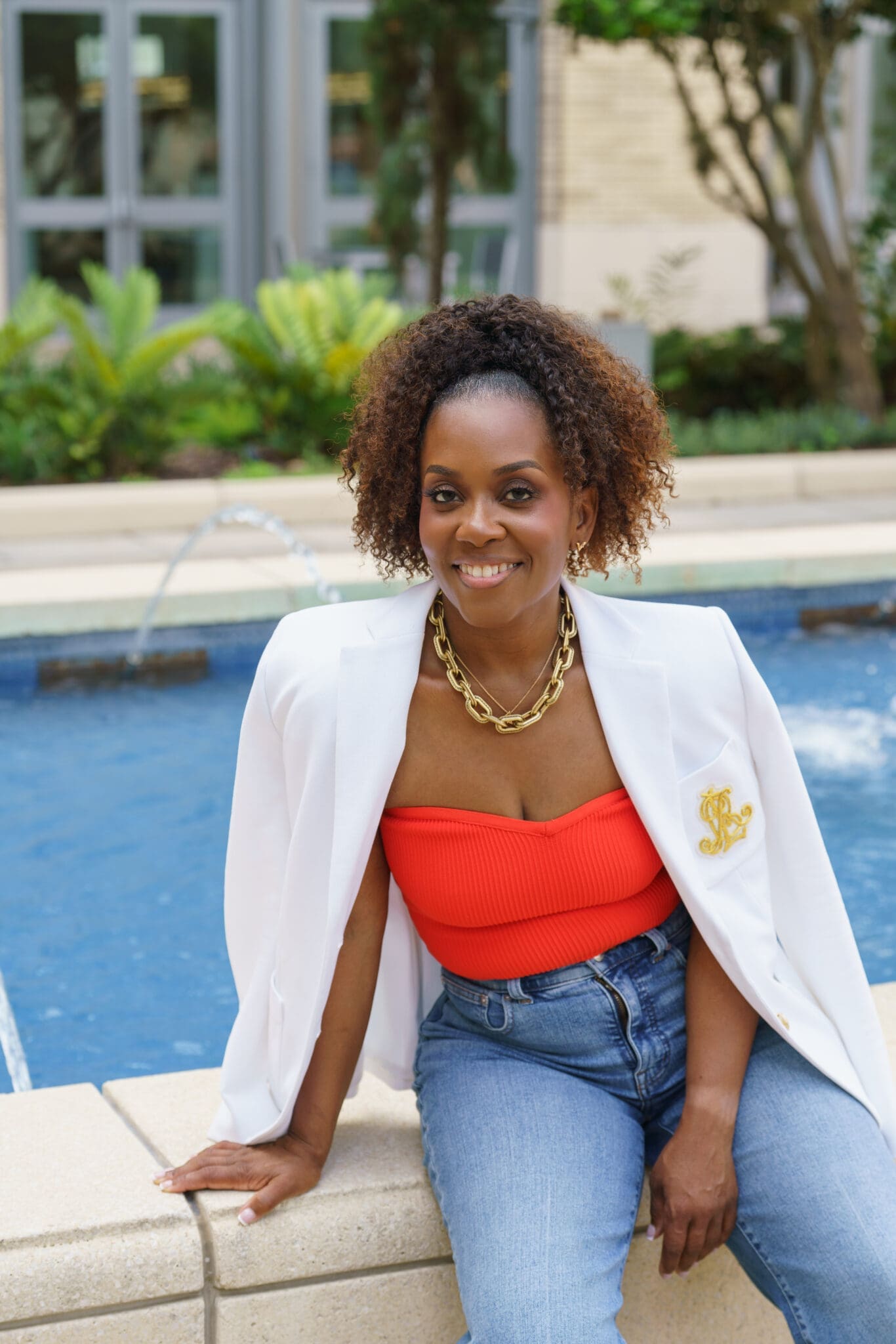 Dr. Shontae Buffington styling tailored white pieces for autumn